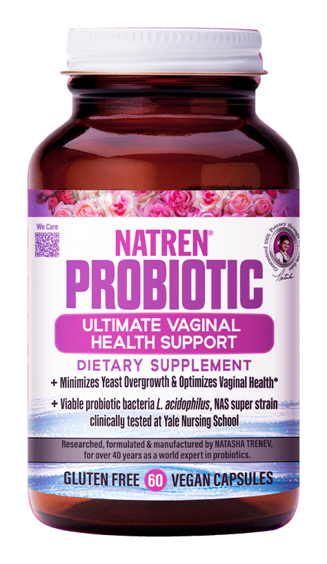 Ultimate Vaginal Health Support® - Capsules, 60; product bottle on a transparent background