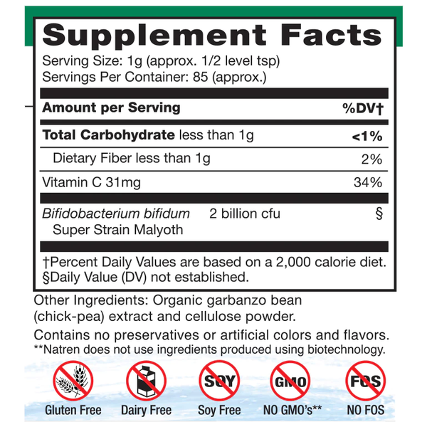 Natren Bifido Factor, Probiotic Powder for Colon, Vegan & Gluten-Free
