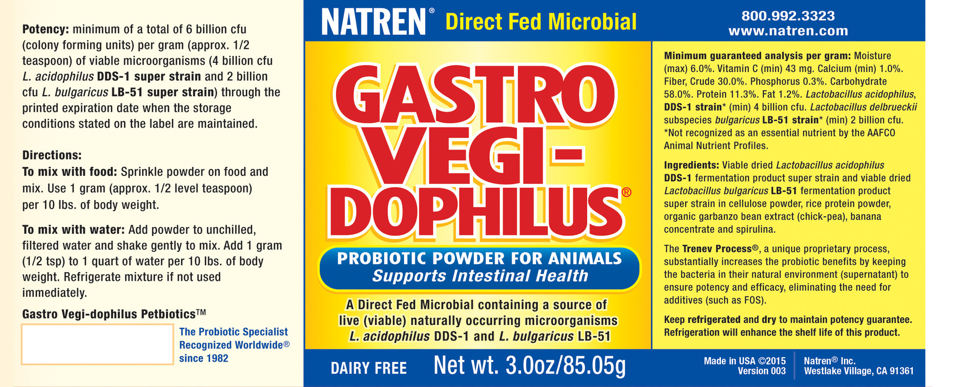 Gastro Vegi-Dophilus - Probiotic For Pets
