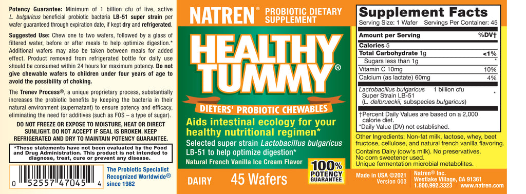 Healthy Tummy - French Vanilla Flavored Chewable Wafers