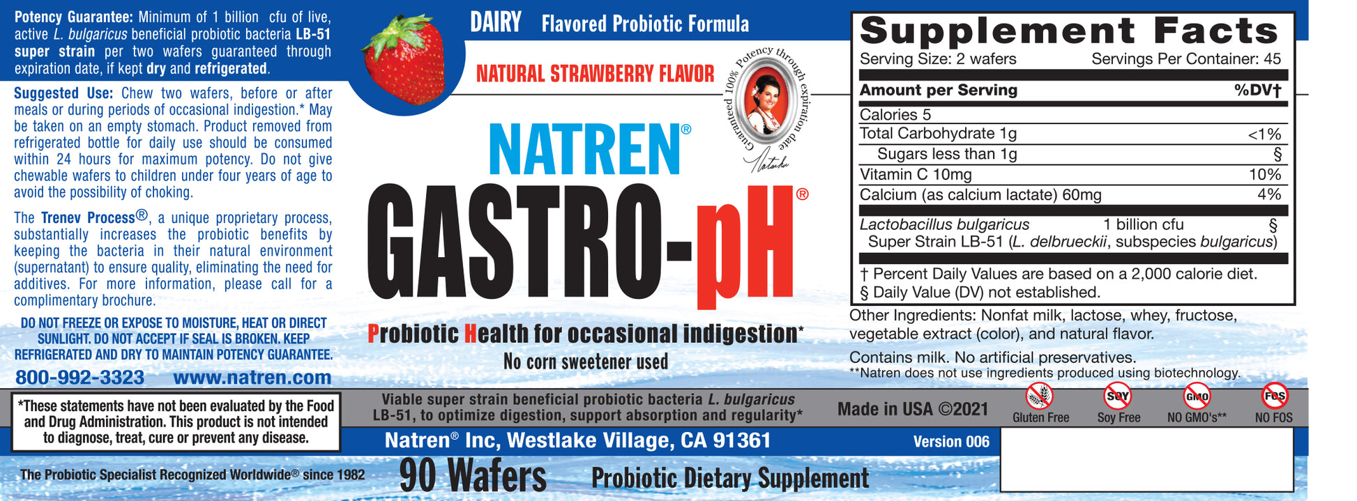 Gastro-pH - Strawberry Flavored Chewable Wafers
